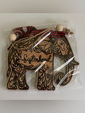 Sisterhood wooden cut elephant ornament with story card Bonding friendship